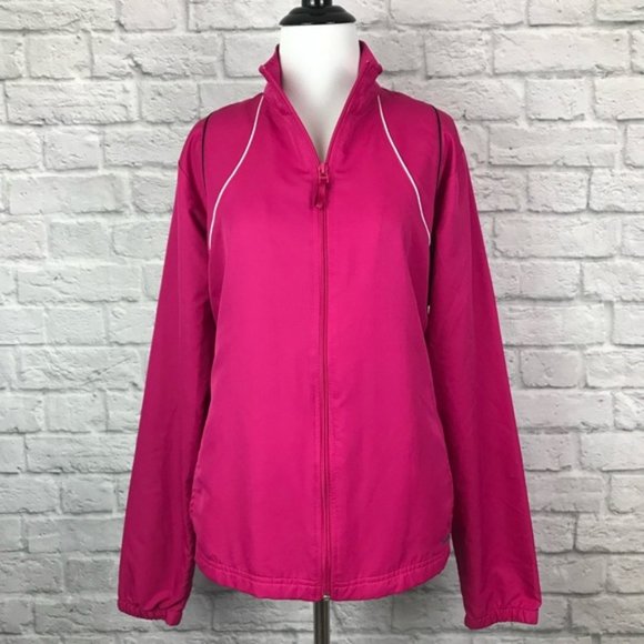 Reebok Jackets & Blazers - Reebok Windbreaker Rain Jacket Large Pink White